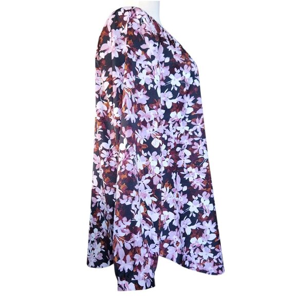 J. Jill Wearever Purple Brown Floral Long Sleeve Button Up Blouse Women's M - Picture 3 of 11